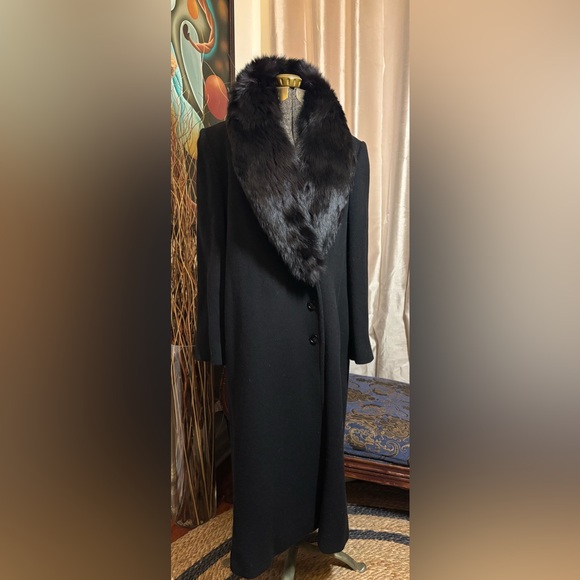 Harve Bernard long wool coat, large fox fur collar - Sz 12 Great Condition - Picture 3 of 12